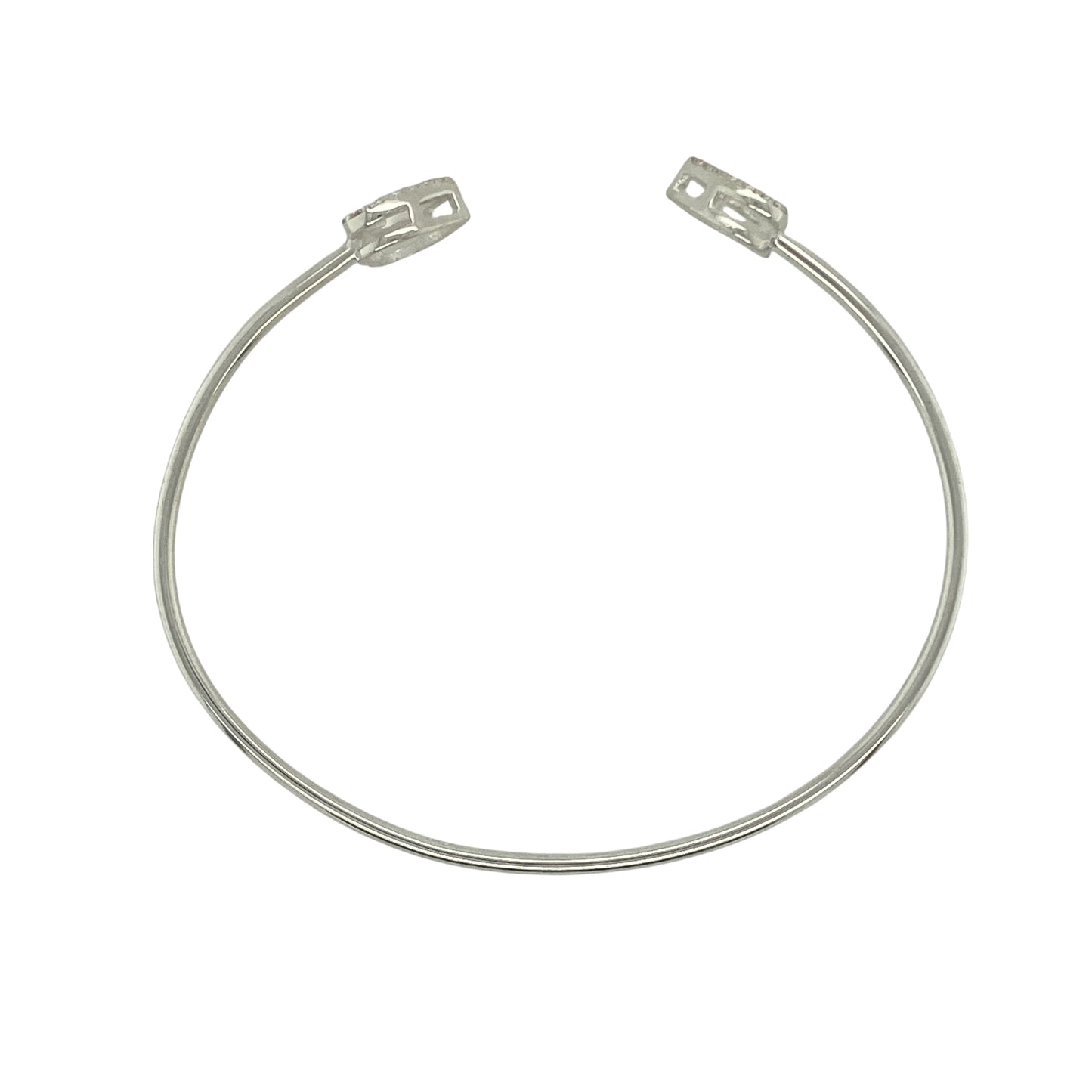 New 925 Silver & Cubic Zirconia Set Open Heart Maids Bangle