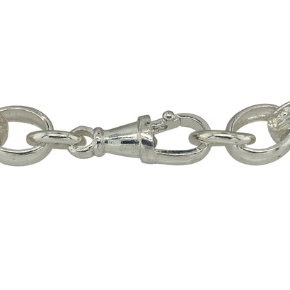Bring elegant texture and timeless style to your collection with this new 925 solid silver patterned oval link belcher bracelet, a refined piece with classic character.

Design: The bracelet measures 8.5 inches in length with 9mm wide alternating plain and patterned oval links, creating a stylish contrast and distinctive design.
Material: Made from solid 925 sterling silver, the polished finish enhances the detail of the patterned links while adding sleek shine throughout.