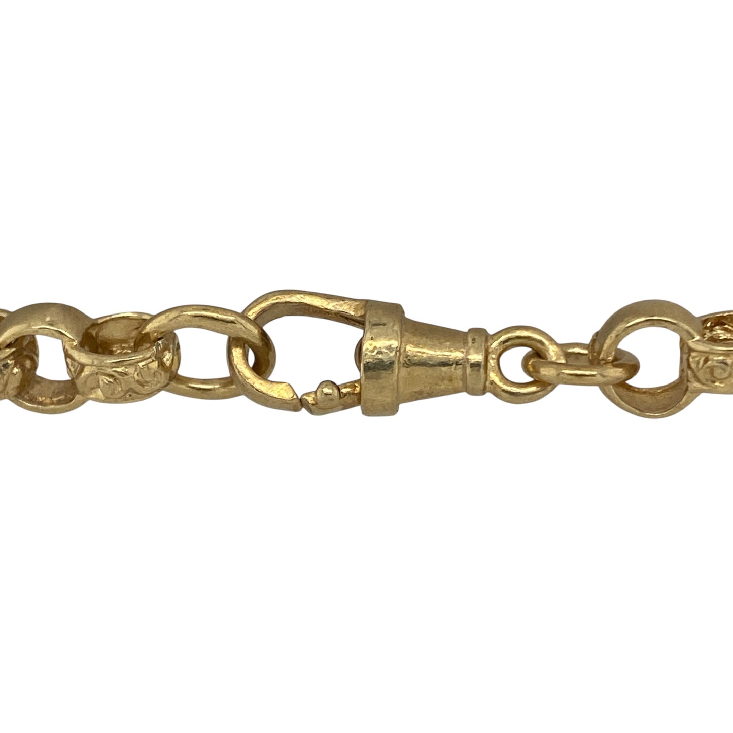 Bring elegant warmth and classic design to your collection with this new solid 925 silver heavily 9ct gold plated patterned belcher bracelet, a timeless piece with refined detail.

Design: The bracelet measures 6.5 inches in length with 6mm wide alternating plain and patterned links, creating a delicate contrast and stylish texture.
Material: Made from solid 925 sterling silver with a heavy 9ct gold plating, the polished finish enhances the rich golden tone and highlights the intricate craftsmanship.