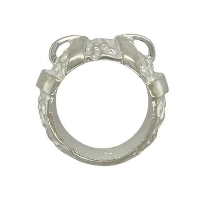 New Solid 925 Silver Double Buckle Patterned Ring