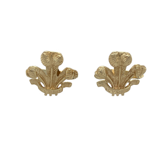 9ct Gold Welsh Three Feathers Cufflinks