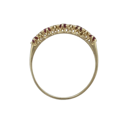 9ct Gold Diamond & Ruby Set Band Ring