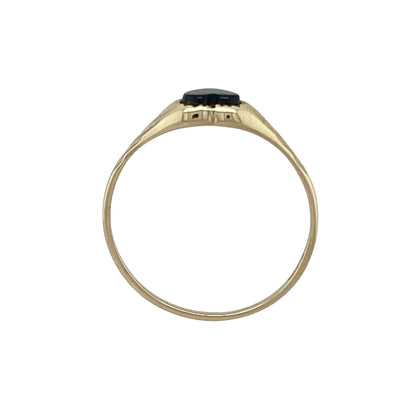 9ct Gold & Onyx Set Heart Signet Ring