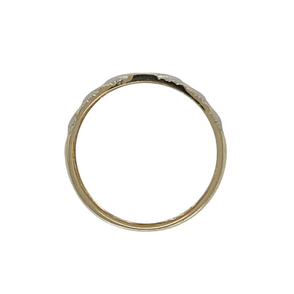 9ct Gold & Diamond Set Patterned Textured Design Band Ring