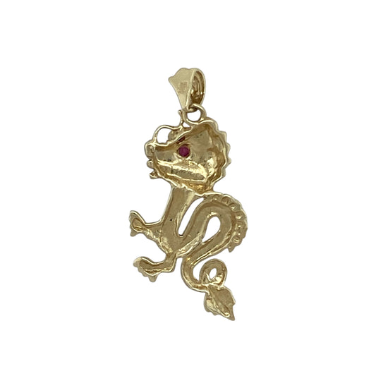 9ct Gold & Ruby Set Dragon Pendant