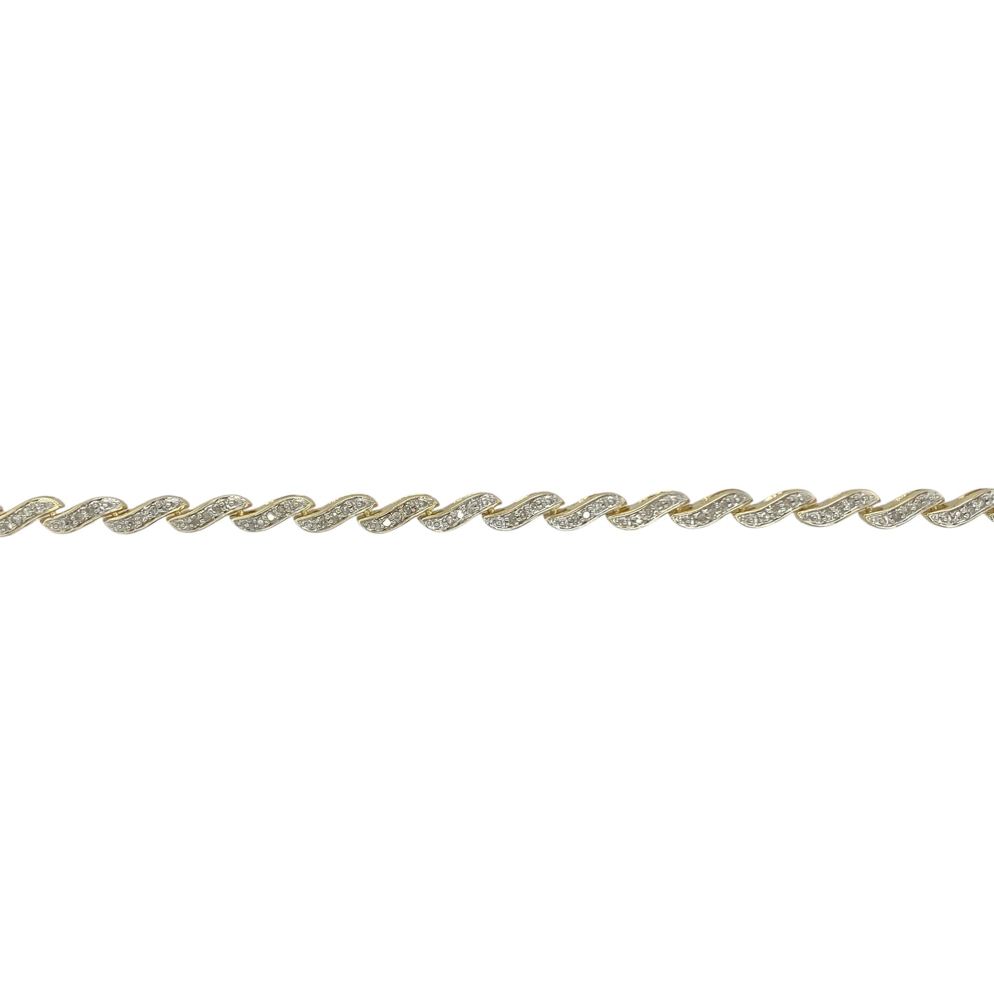 9ct Gold & Diamond Set 7.25" Wave Bracelet