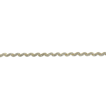9ct Gold & Diamond Set 7.25" Wave Bracelet
