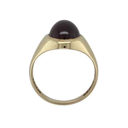 9ct Gold & Red Stone Set Oval Signet Ring