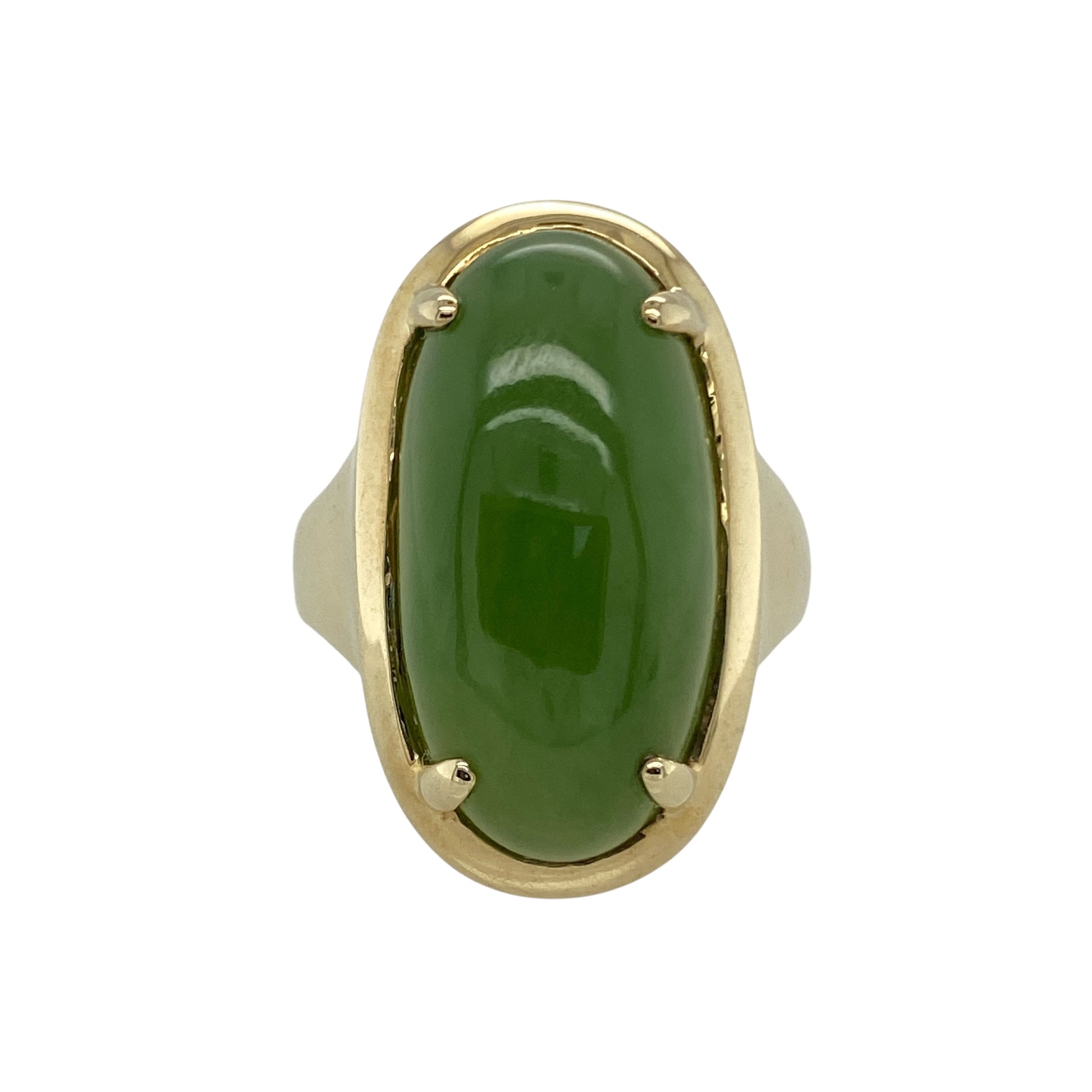 9ct Gold & Jade Set Oval Dress Ring