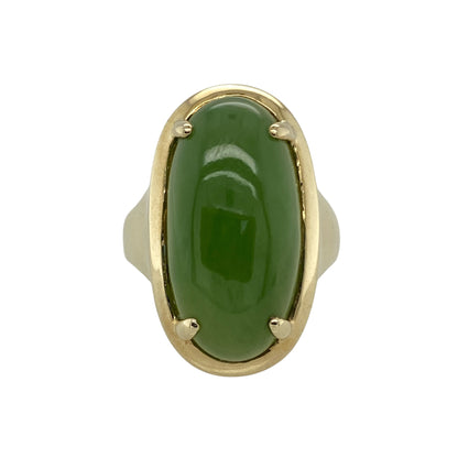 9ct Gold & Jade Set Oval Dress Ring