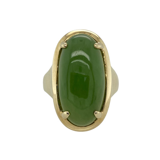 9ct Gold & Jade Set Oval Dress Ring