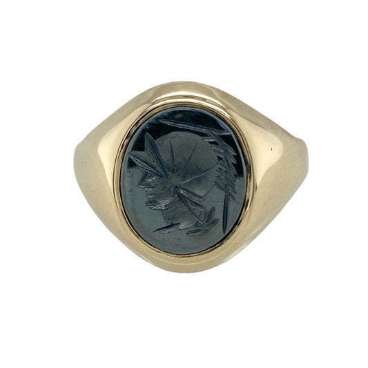 9ct Gold & Hematite Centurion Set Oval Signet Ring