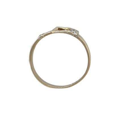 9ct Gold & Cubic Zirconia Set Buckle Ring
