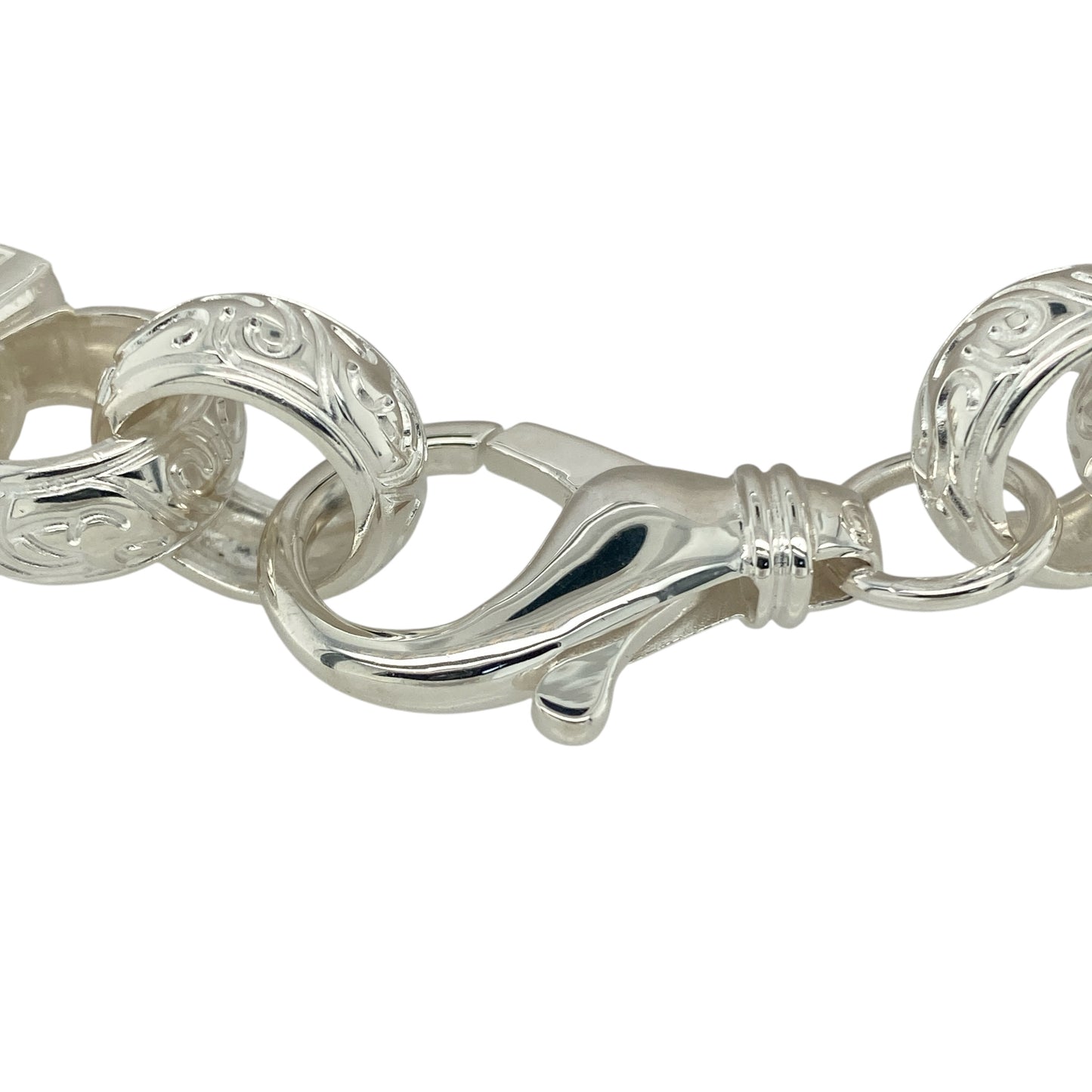 Bring striking brilliance and luxurious presence to your collection with this new 925 silver cubic zirconia 9.5" patterned gypsy-style link bracelet, combining bold design with refined sparkle—perfect for statement occasions or elevated everyday wear.

Design: The bracelet features a wide gypsy-style patterned link design, each link measuring 15mm across and adorned with glittering cubic zirconias for maximum radiance and texture.