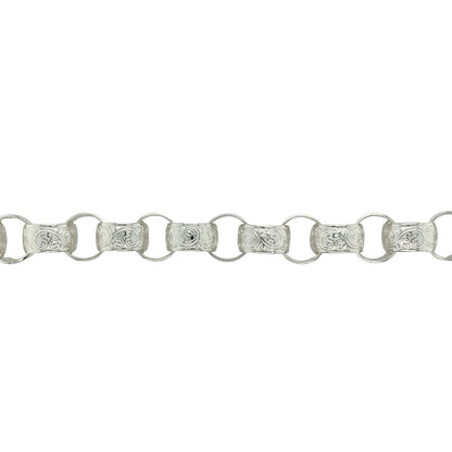 New 925 Silver 9.5" Patterned Belcher Bracelet