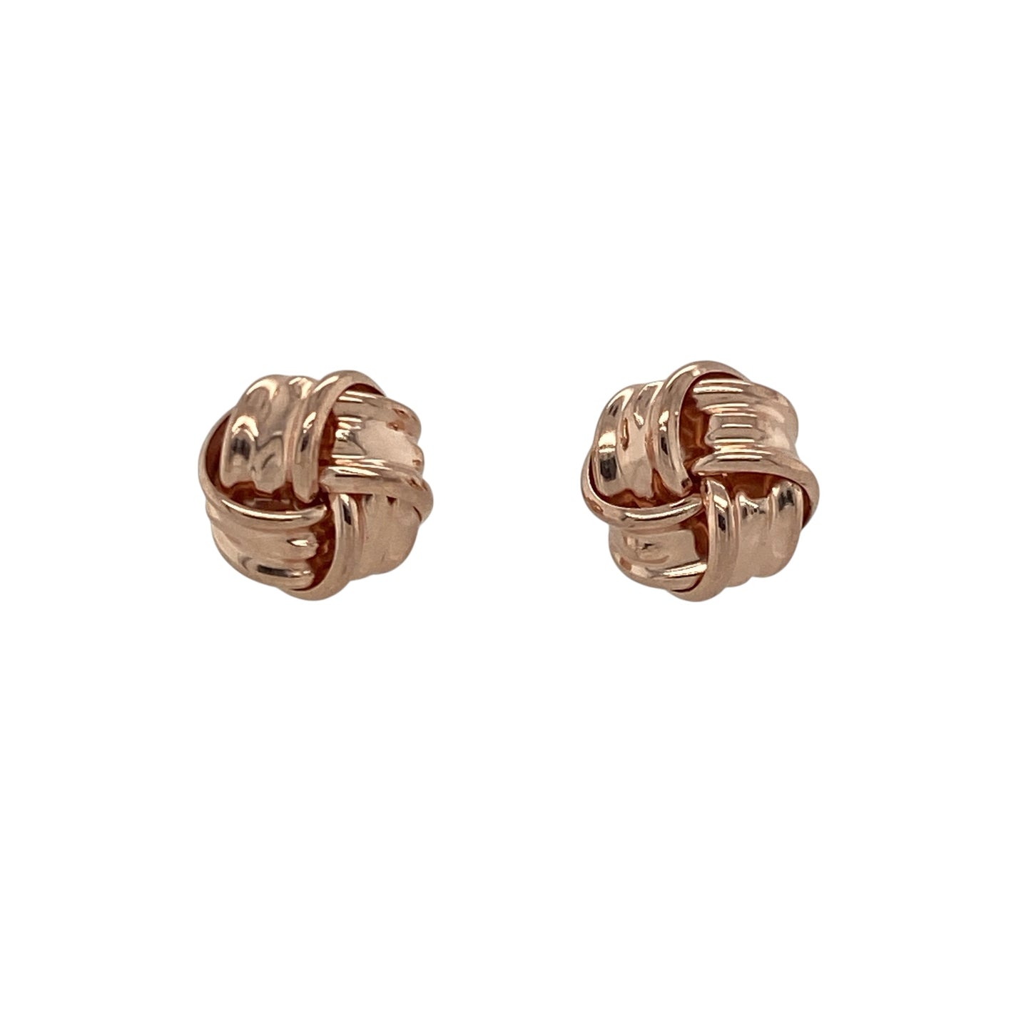 Bring timeless elegance and subtle sophistication to your collection with these pre-owned 9ct rose gold 8mm knot stud earrings, combining classic design with a warm, romantic tone—perfect for everyday wear or special occasions.

Design: Each earring features an intricate knot design measuring 8mm, symbolising unity and everlasting connection while adding a touch of refined style.
Material: Made from 9-carat rose gold, the polished finish enhances the soft pink hue of the metal and adds a gentle