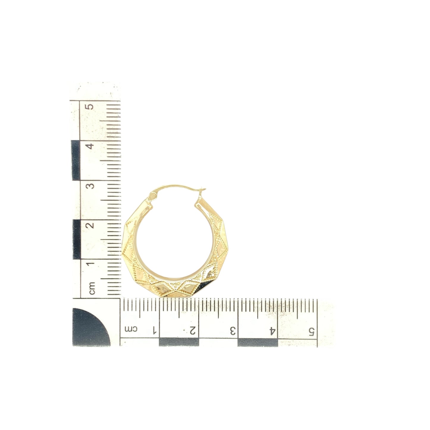 9ct Gold Patterned Hoop Creole Earrings