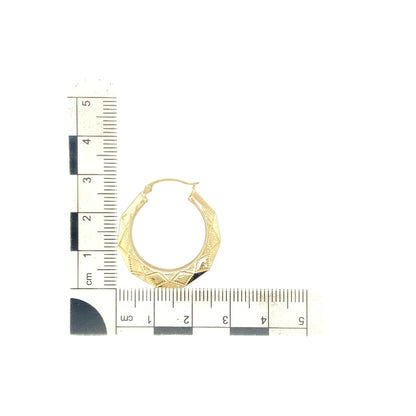 9ct Gold Patterned Hoop Creole Earrings