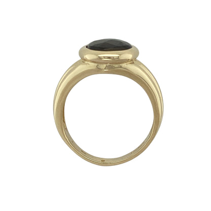 14ct Gold & Rainbow Doublet Oval Signet Ring