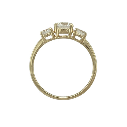 14ct Gold & Cubic Zirconia Set Trilogy Ring