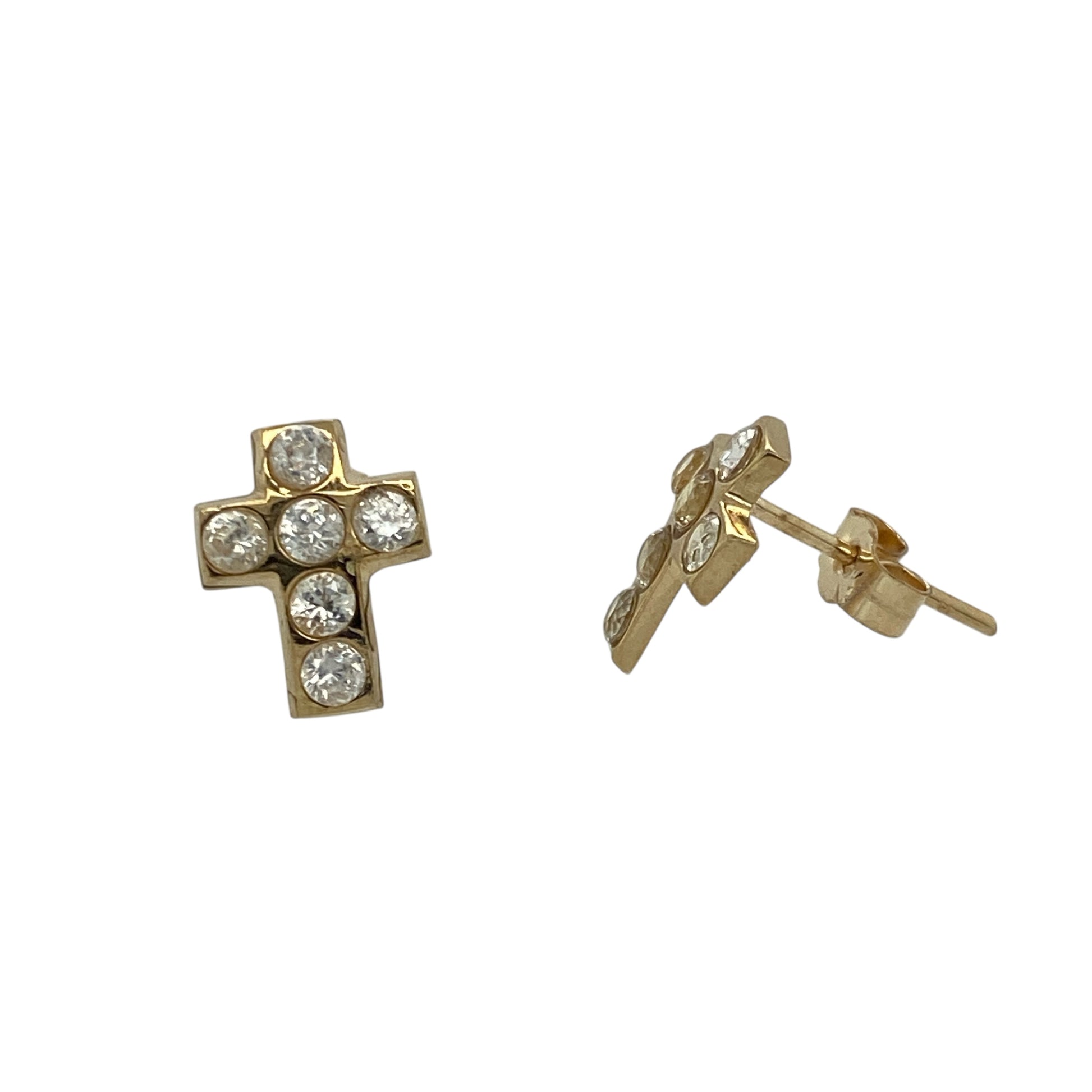 9ct Gold & Cubic Zirconia Set Cross Stud Earrings