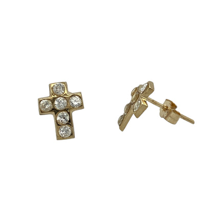 9ct Gold & Cubic Zirconia Set Cross Stud Earrings