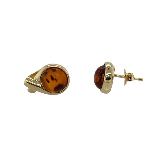 9ct Gold & Amber Twist Stud Earrings
