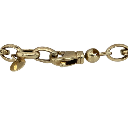Bring bold texture and classic elegance to your look with this pre-owned 9ct yellow gold textured long link bracelet—perfect for adding statement style to any occasion.

Design: The bracelet features an 8-inch length of elongated 7mm-wide links with a textured finish, creating a sophisticated balance of shine and depth. The long link style offers a refined, contemporary twist on a timeless design.