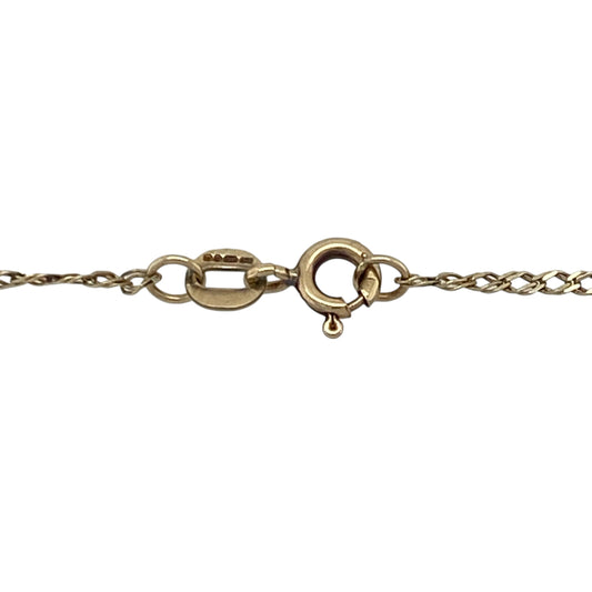 Bring delicate charm and romantic elegance to your look with this pre-owned 9ct yellow gold five heart charm necklace—perfect for everyday wear or as a thoughtful gift.

Design: The necklace features five dainty 5mm heart charms evenly spaced along a classic 16-inch double curb chain, creating a graceful and feminine look with subtle movement.
Material: Made from 9-carat yellow gold, the warm tone complements the sweet heart motifs and adds a touch of timeless luxury.