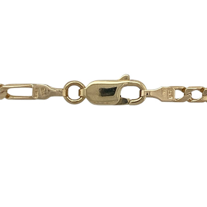 Bring timeless design and refined style to your collection with this pre-owned 9ct yellow gold Figaro chain—perfect for both everyday wear and special occasions.

Design: The chain features the classic Figaro pattern with alternating long and short 3mm-wide links, offering a sleek and stylish look that catches the light beautifully.
Material: Made from 9-carat yellow gold, the warm tone enhances the polished finish and provides lasting shine and durability.