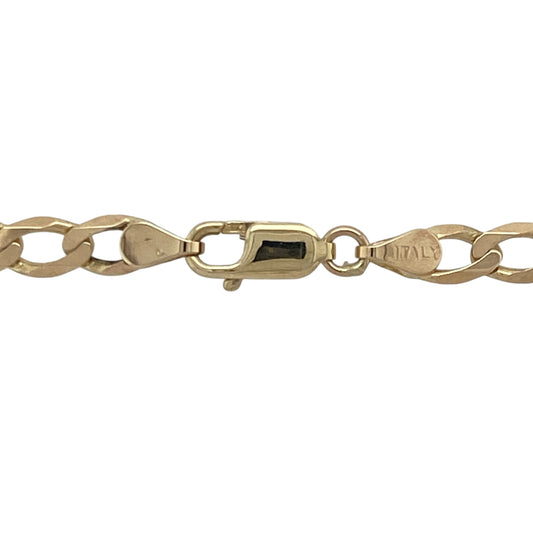 Bring bold elegance and timeless appeal to your collection with this pre-owned 9ct yellow gold curb chain—perfect for making a sophisticated statement in classic style.

Design: The chain features a traditional curb link design with 5mm-wide links, offering a smooth, polished finish that reflects light beautifully for a striking look.
Material: Made from 9-carat yellow gold, the rich tone enhances the chain’s classic design and provides lasting shine and durability.