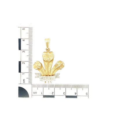 9ct Gold Large Welsh Three Feathers Pendant