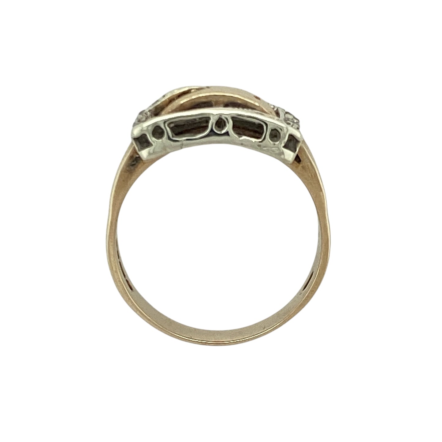 9ct Gold & Diamond Set Buckle Ring