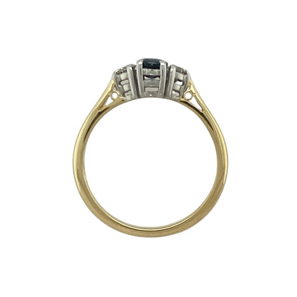 18ct Gold Diamond & Sapphire Set Trilogy Ring