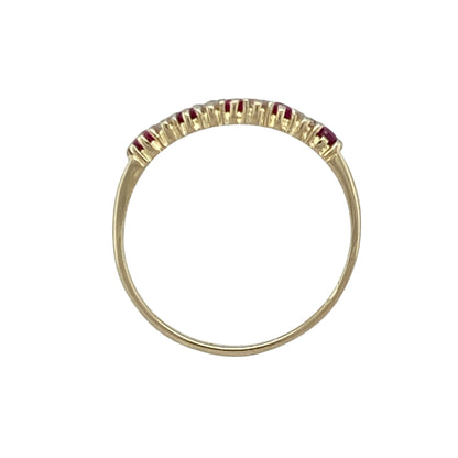 9ct Gold Diamond & Ruby Set Band Ring