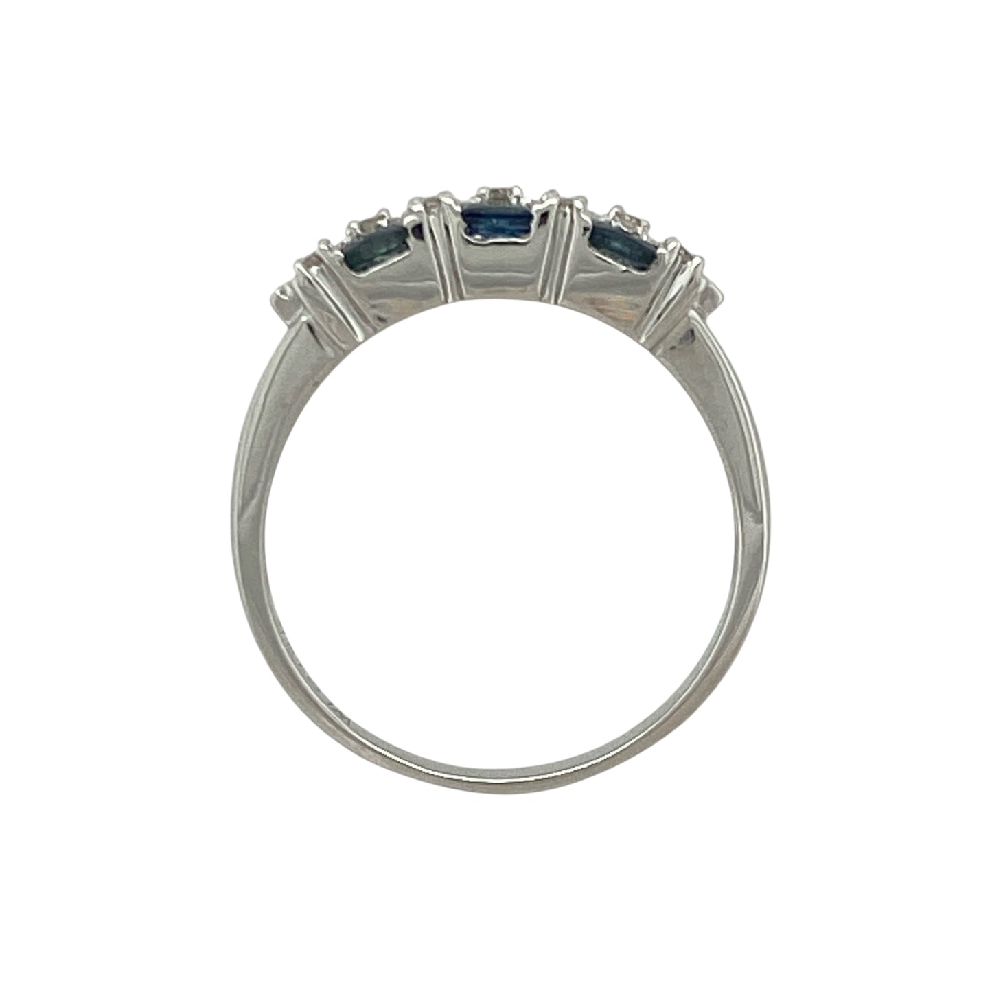 14ct White Gold Diamond & Sapphire Set Band Ring