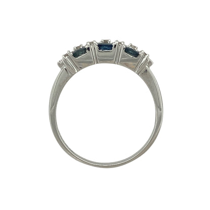 14ct White Gold Diamond & Sapphire Set Band Ring
