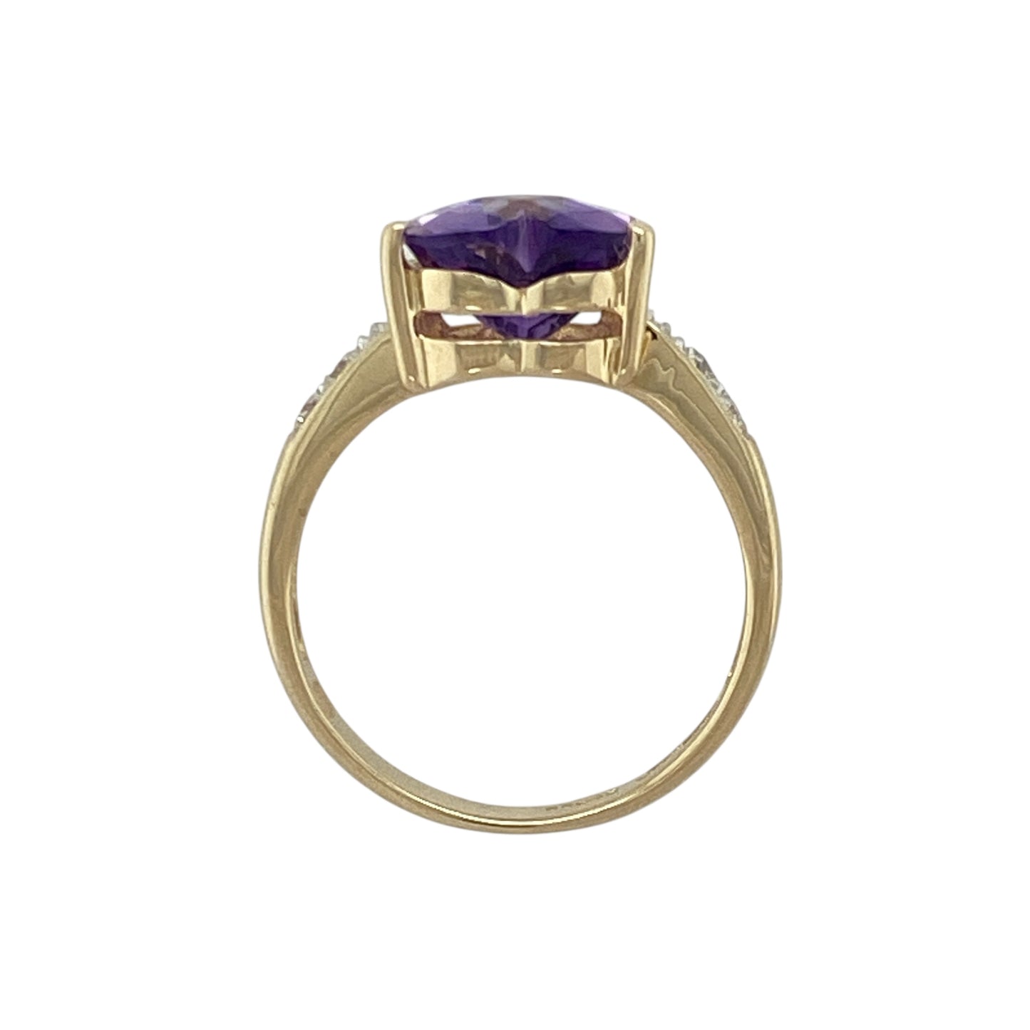 9ct Gold Diamond & Amethyst Set Heart Ring