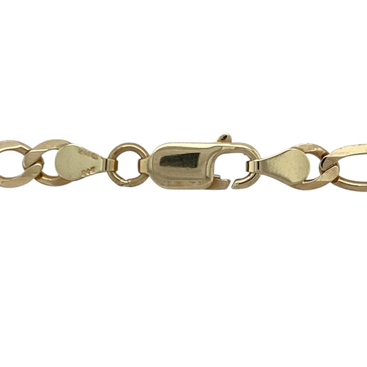 Bring classic design and refined shine to your collection with this pre-owned 9ct yellow gold 30" Figaro chain—perfect for adding timeless sophistication to any look.

Design: The chain features the traditional Figaro pattern with alternating long and short 5mm-wide links, creating a distinctive and elegant rhythm that reflects light beautifully.
Material: Made from 9-carat yellow gold, the warm tone enhances the polished finish, offering both durability and a luxurious appearance.
