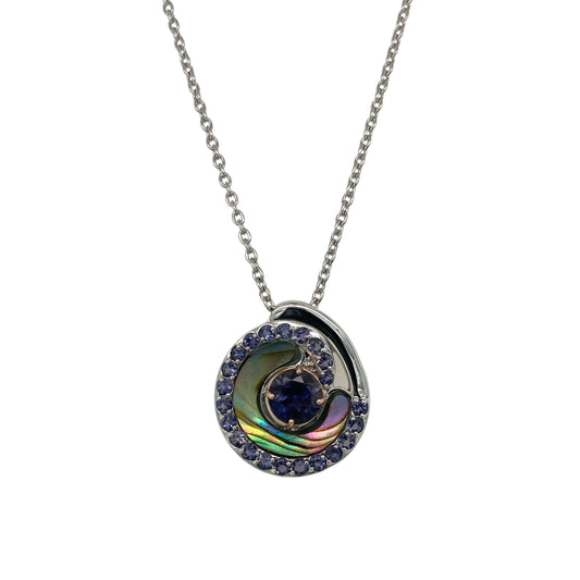 925 Silver & Iolite Set Ebb and Flow Abalones Clogau 18" - 22" Necklace