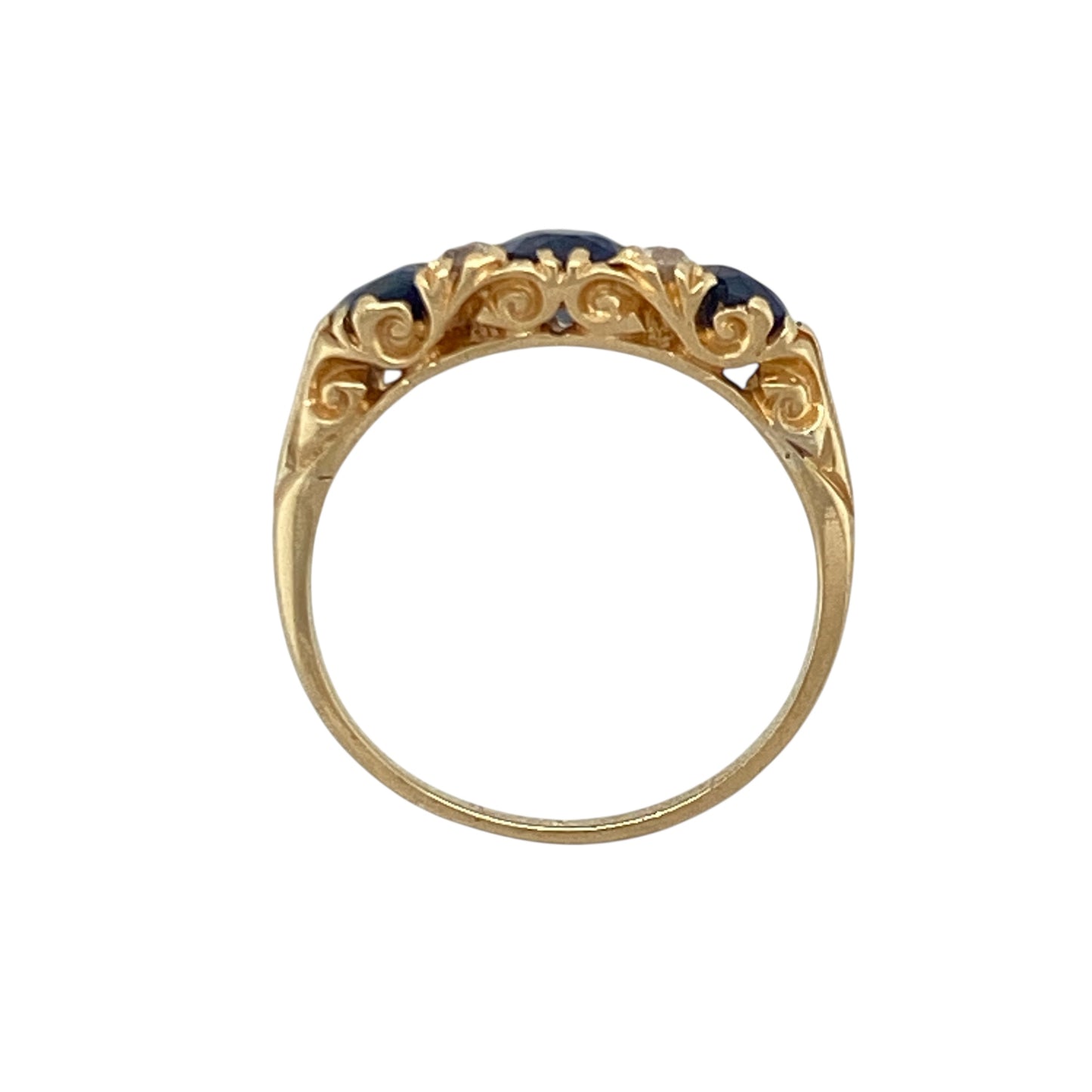 18ct Gold Diamond & Sapphire Set Vintage Ring