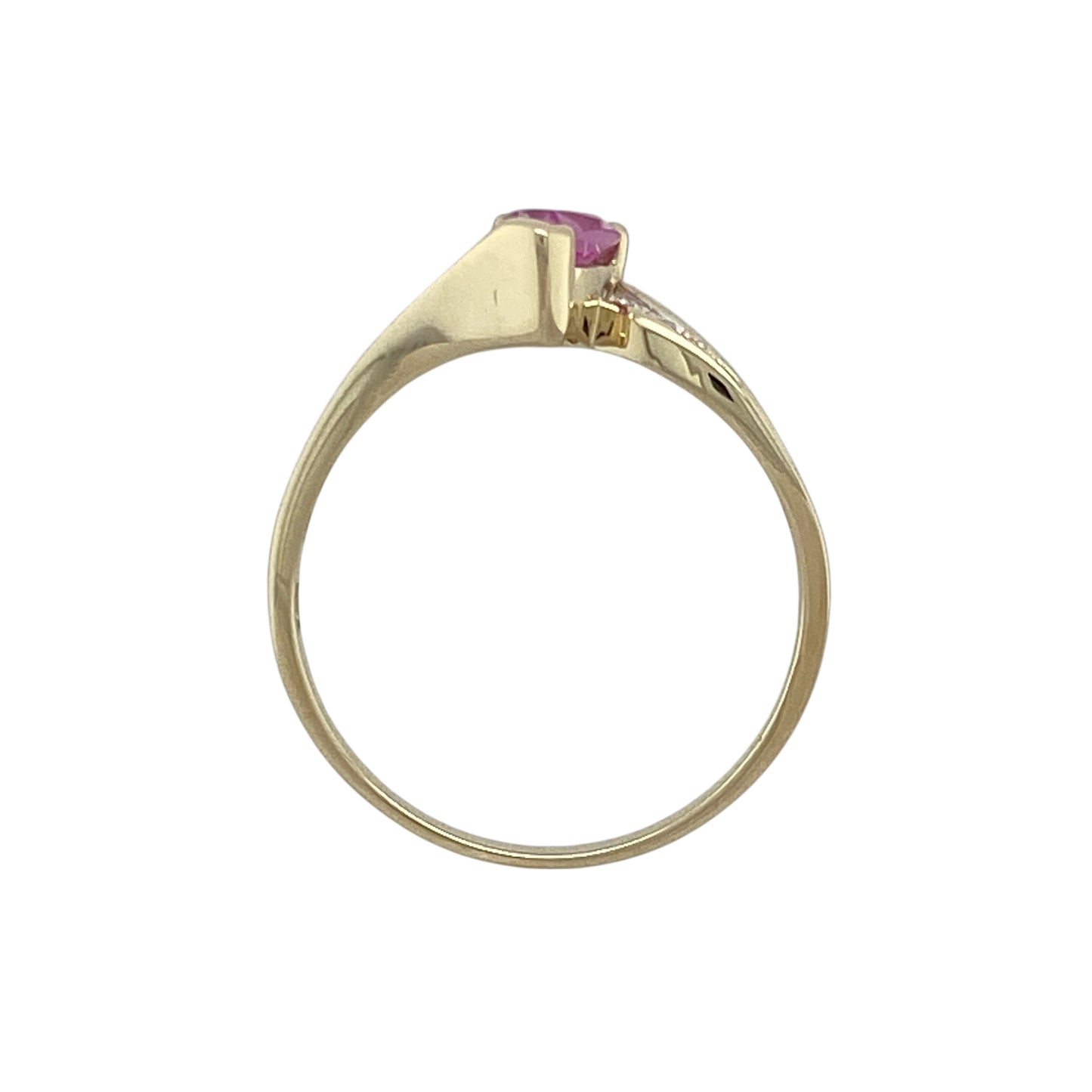 9ct Gold Diamond & Pink Sapphire Set Twist Ring