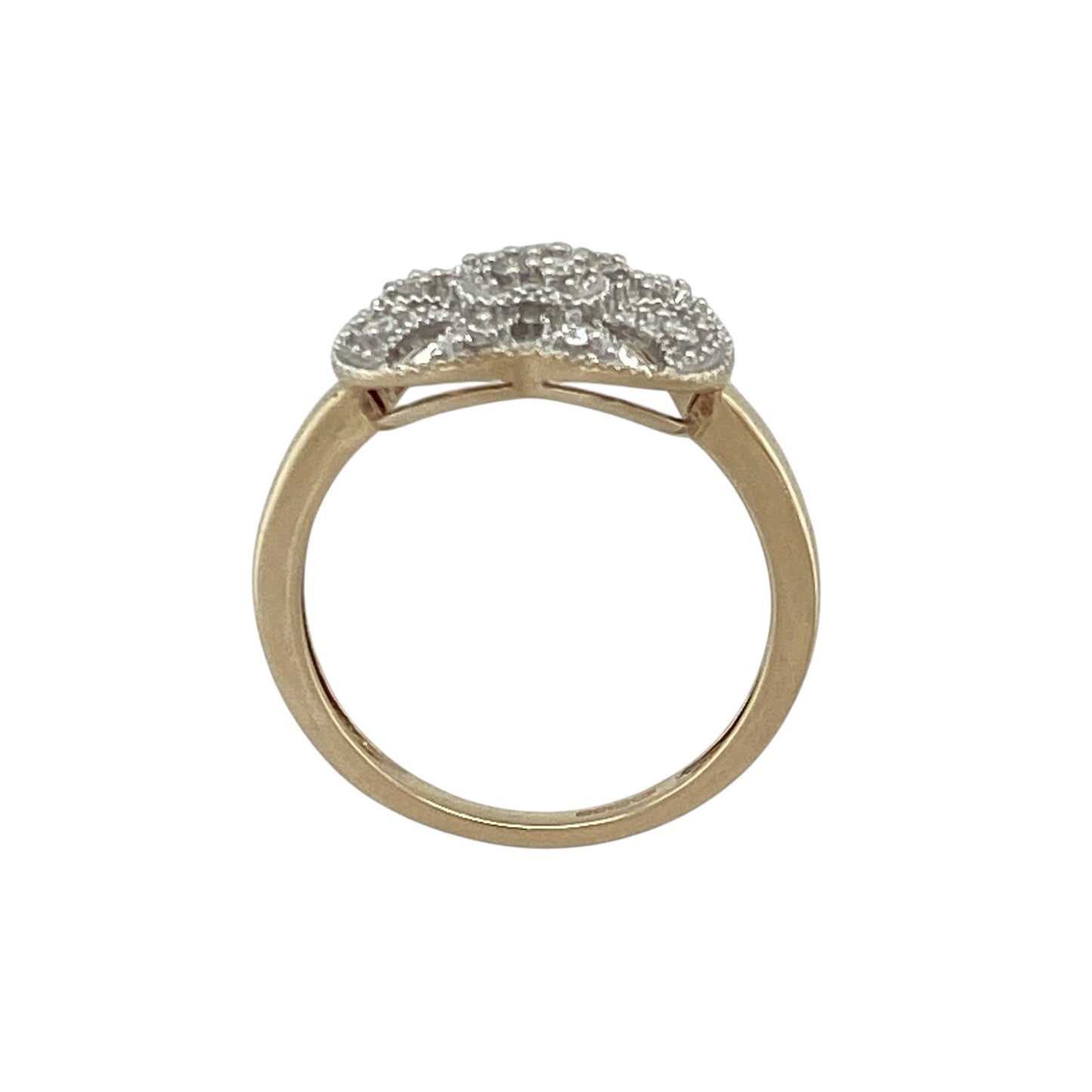 9ct Gold & Diamond Set Open Filigree Design Heart Ring
