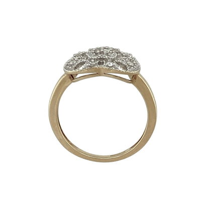 9ct Gold & Diamond Set Open Filigree Design Heart Ring