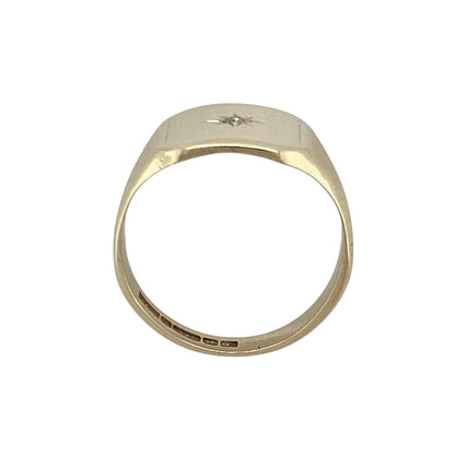 9ct Gold & Diamond Set Rectangle Signet Ring