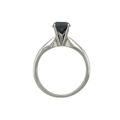 18ct White Gold & Black Diamond Set Solitaire Ring