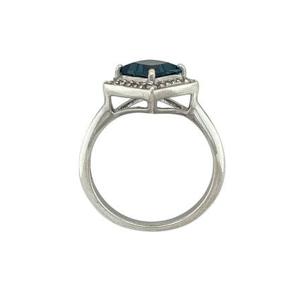 925 Silver & Blue and White Topaz Kensington Love Clogau Ring