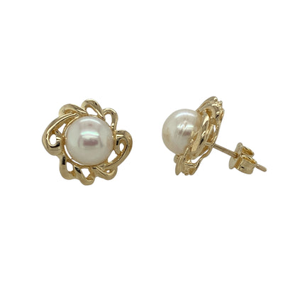 9ct Gold & Pearl Set Knot Stud Earrings