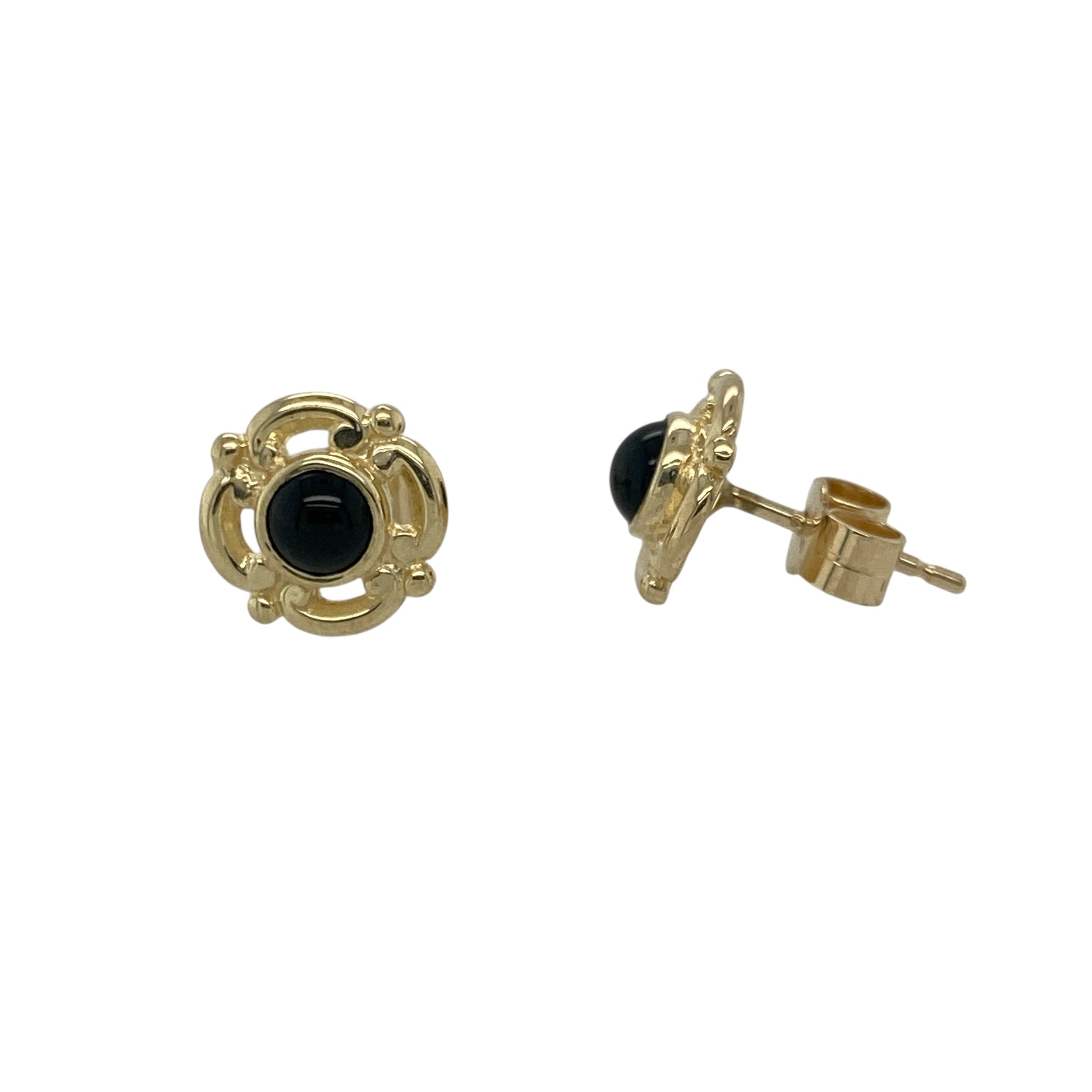 9ct Gold & Onyx Set Fancy Stud Earrings