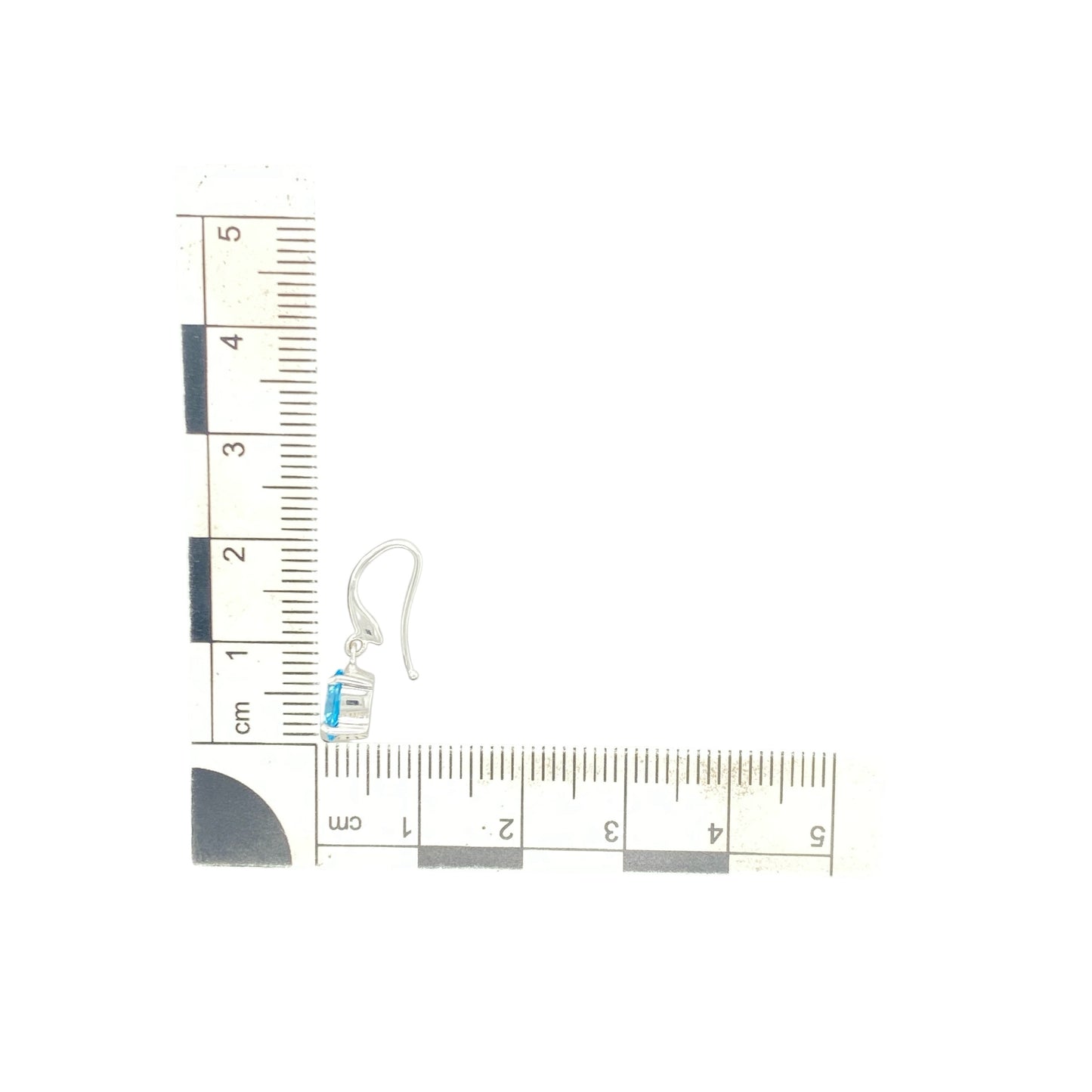 9ct White Gold & Oval Blue Stone Drop Earrings